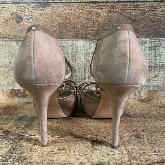 KATE Spade Tan Suede T-Strap Heels Sz 9.5 - Picture 7 of 8